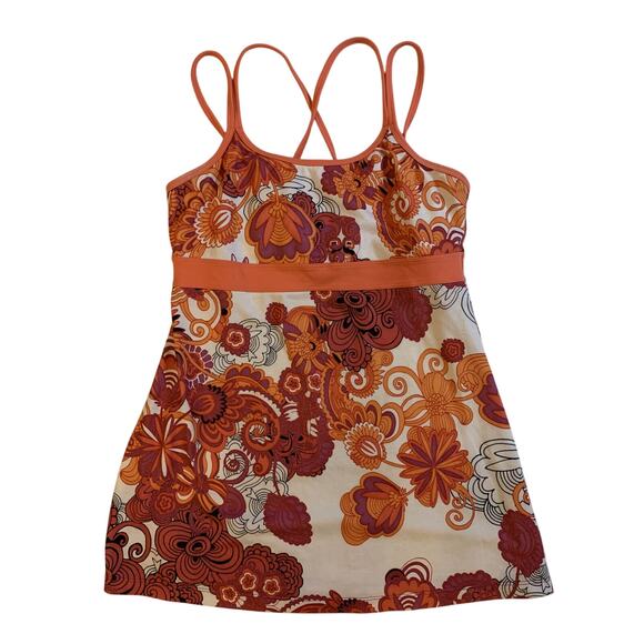 PrAna Breathe Kaley Tunic Top Claret Flower Power Strappy Womens Small S - EUC - Picture 1 of 7